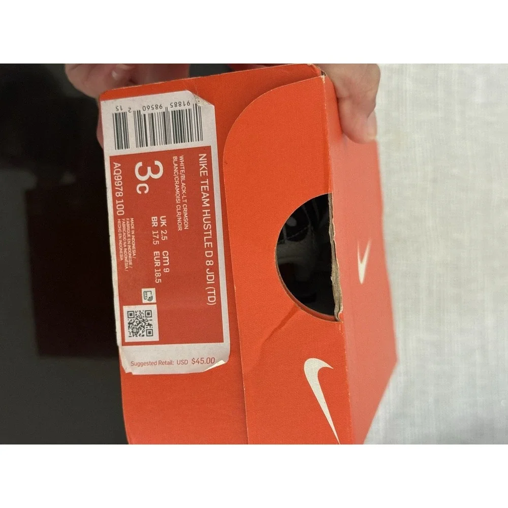 NIKE Team Hustle D8 Just Do It Shoes White #AQ9978-100 Infant/Toddler Sz 3c